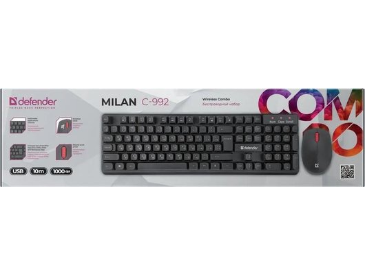 Клавиатура+мышь Defender Milan C-992 черный